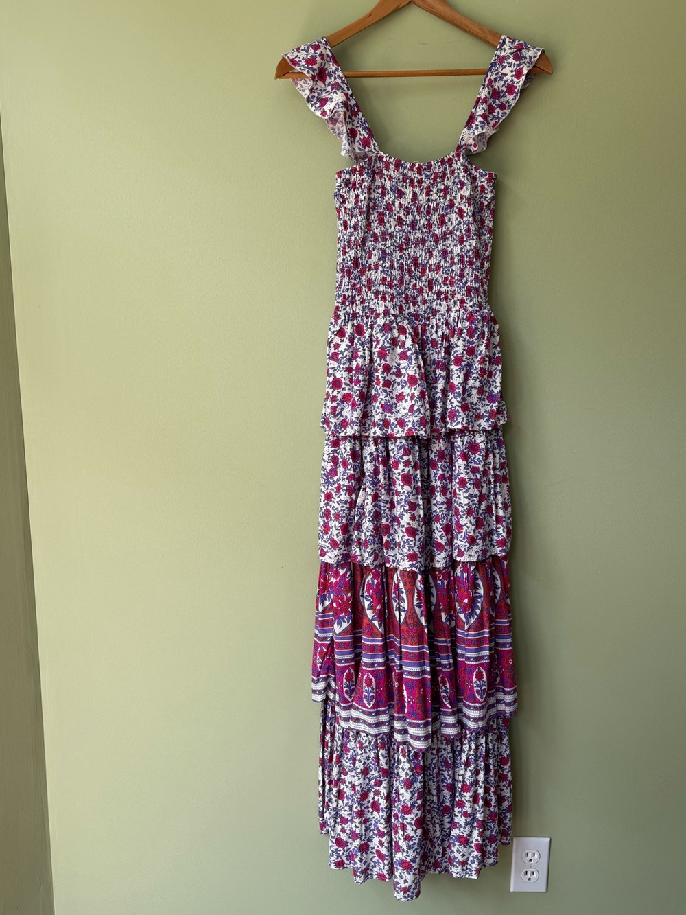 Abel the Label NWOT Anthropologie Secret Romance Floral Smocked Tiered Maxi